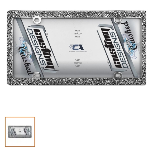 BLING Crushed Diamomd License Plate Frame Chrome Style license plate holder - Picture 7 of 10